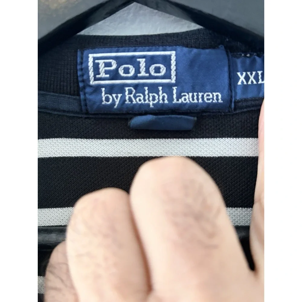 Polo by Ralph Lauren Men's Polo Shirt XXL Black White Striped Short Sleeve Pony